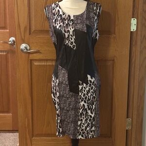 Elegant Black and Gray Patchwork Dress